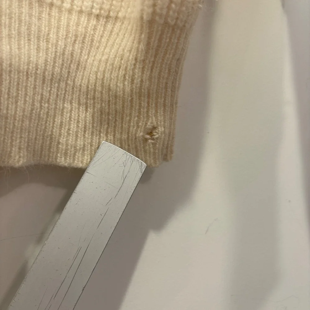 Le Moda Vintage Angora Lambswool Cable Knit Mock Neck Sweater Cream Women Medium